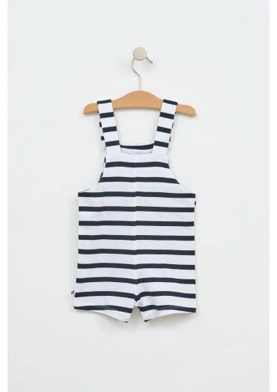 Batela Baby Striped Cotton Dungarees B2622 white & navy blue 2