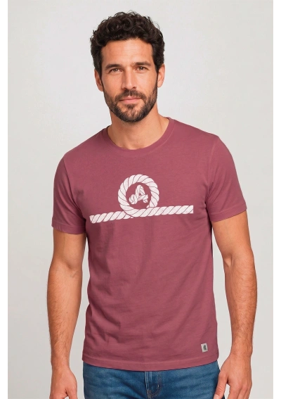 Amarras Men's Copacabana Maroon Organic Cotton T-Shirt with white knot