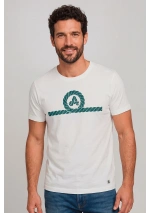 Amarras Men's D'Enbossa White and Green Organic Cotton T-Shirt