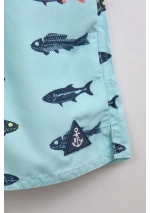 Batela Boys' Turquoise Fish Print Quick-Dry Swim Shorts N2907 POF logo