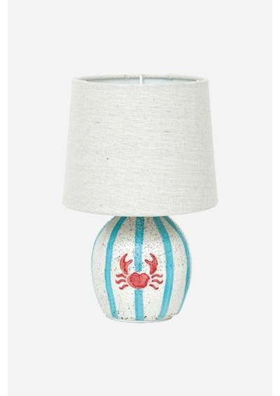 Small terracotta crab lamp with turquoise stripes by Batela D8458