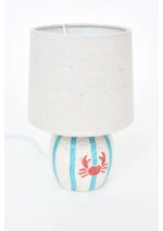Small terracotta crab lamp with turquoise stripes by Batela D8458 3