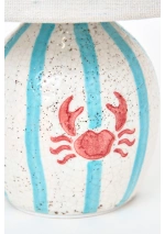Small terracotta crab lamp with turquoise stripes by Batela D8458 4