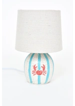 Small terracotta crab lamp with turquoise stripes by Batela D8458 5