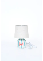 Small terracotta crab lamp with turquoise stripes by Batela D8458 6