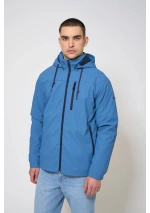 Batela men's winter raincoat with coordenates C3099 stellar blue front