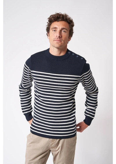 Batela Men's Striped Breton Sweater A3322 ma/cu2