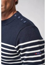 Batela Men's Striped Breton Sweater A3322 ma/cu2 buttons