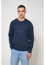 jersey náutico de algodón para hombre A2853 azul marino