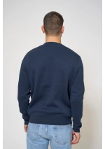 jersey náutico de algodón para hombre A2853 azul marino espalda