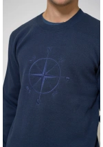 jersey náutico de algodón para hombre A2853 azul marino bordado