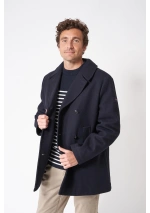 Batela Men's Wool Pea Coat A2585 navy blue side