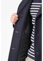 Batela Men's Wool Pea Coat A2585 navy blue inside