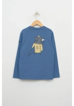 Camiseta Batela de Niño con Tiburón Surfero N1928 azul stellar sr espalda