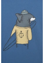Batela Boys' Surfing Shark T-Shirt N1928 stellar blue sr back detail