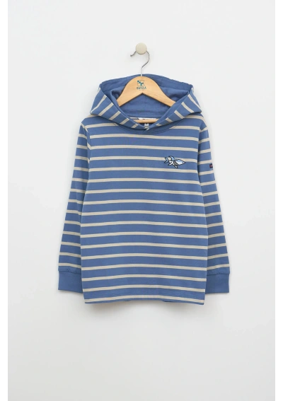 Batela Boys' Hooded Striped T-Shirt N1902 sr/mk