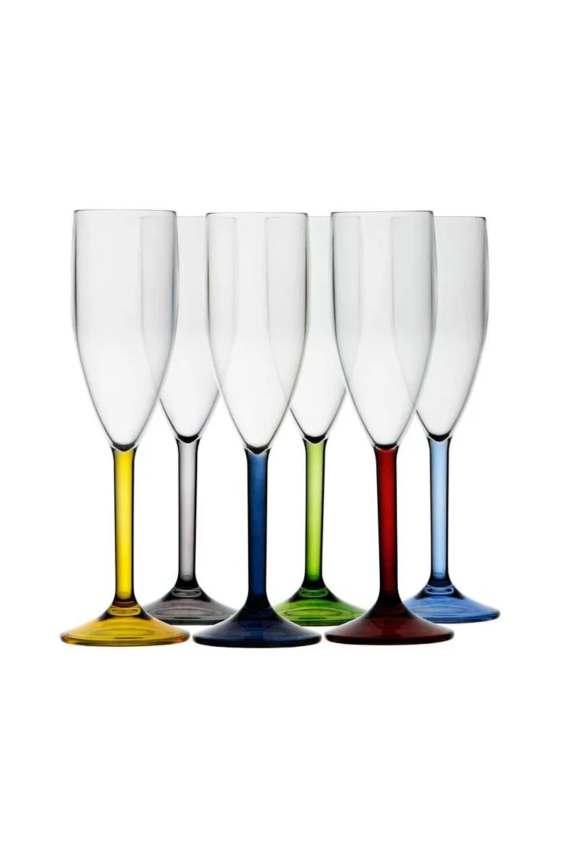 6 PARTY CHAMPAGNE GLASSES - COLOR BASE