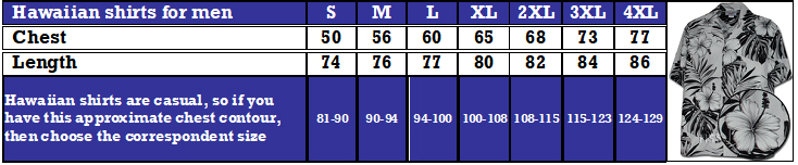 Hawaiian shirts size chart
